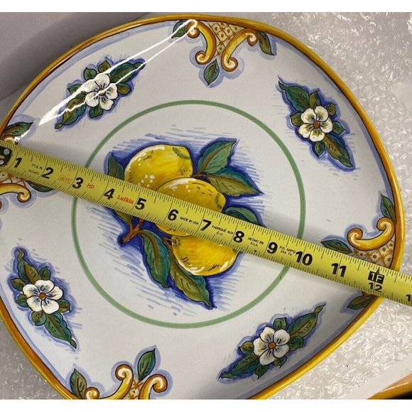 Tutta Ceramica Hand Painted Signed Serving Dish Italy Pottery Deruta Fruit - Picture 9 of 11